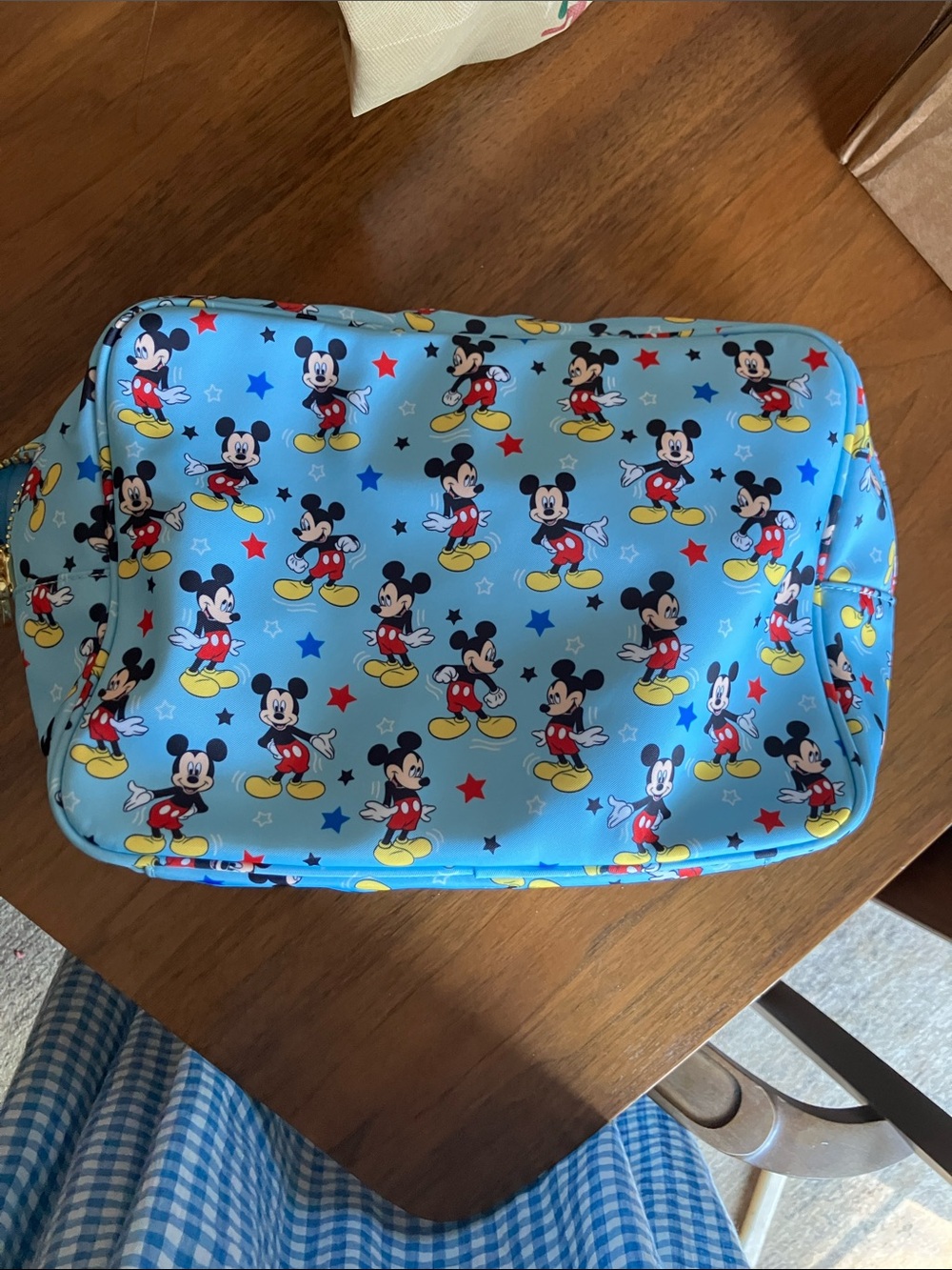 Stoney Clover Lane disney Kids Pouch in Light Blue with Mickey Print